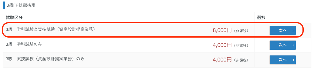 日本FP協会 試験区分